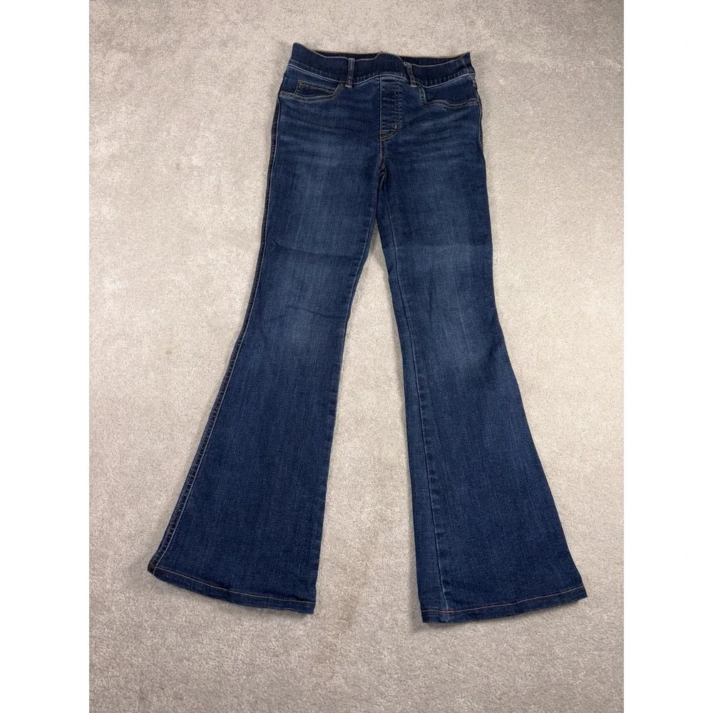 Spanx Flare Jeans Dark Wash High Rise Pull On Stretch Denim 20327‎ Small Petite